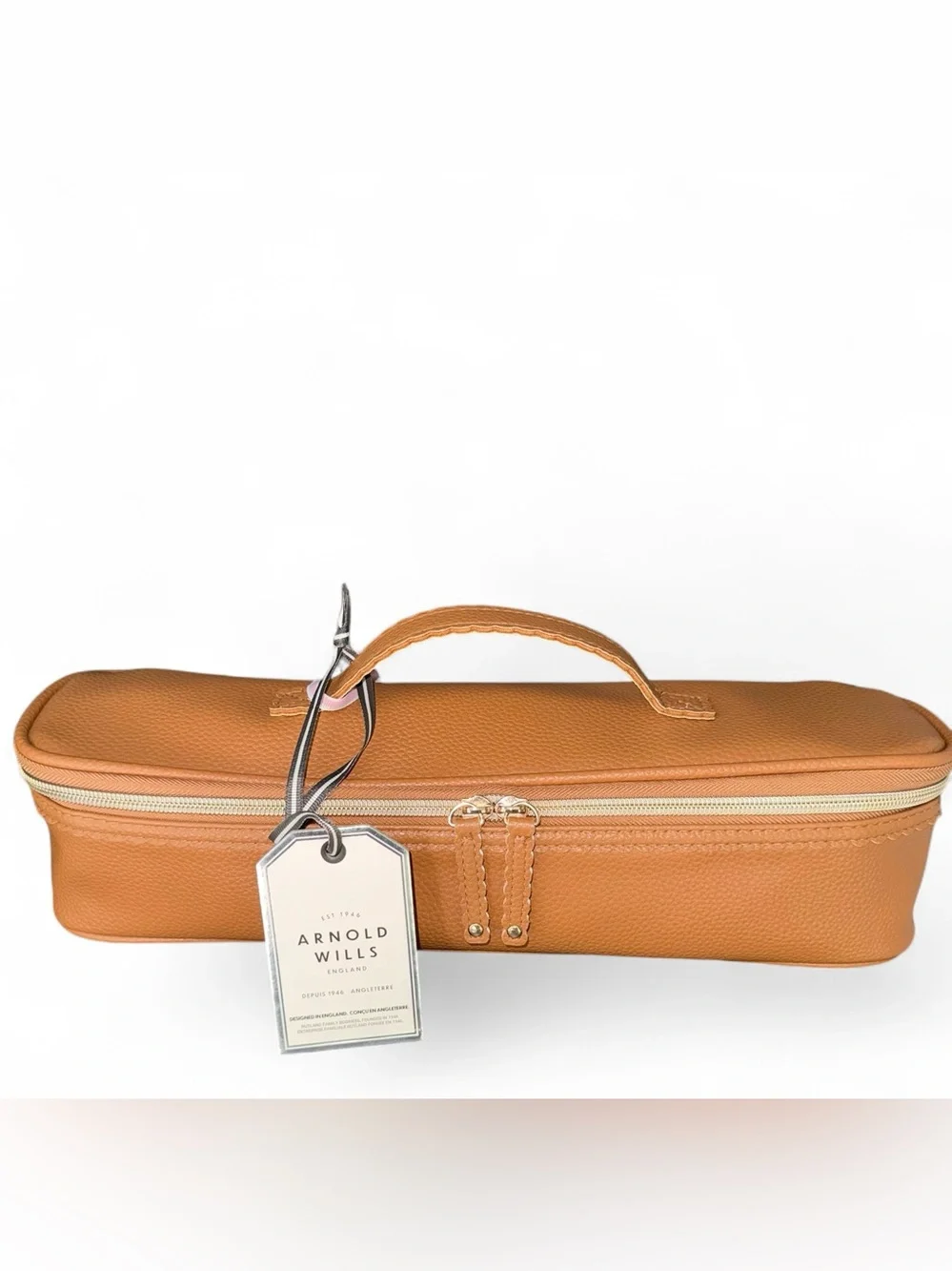 Arnold & Wills Tan Double Zip Top Handle Hair tools/Curling Iron Bag